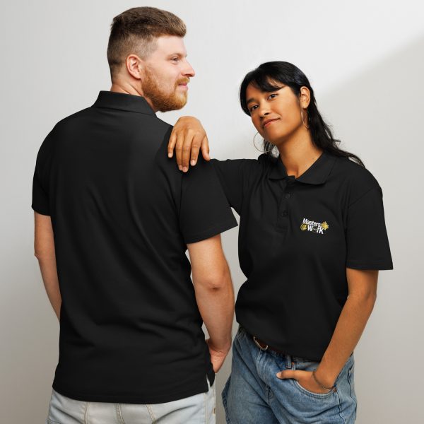 unisex-premium-pique-polo-shirt-black-front-and-back-6a52b800962d7.jpg Premium Pique Polo Shirt - Masters at Work Classic
